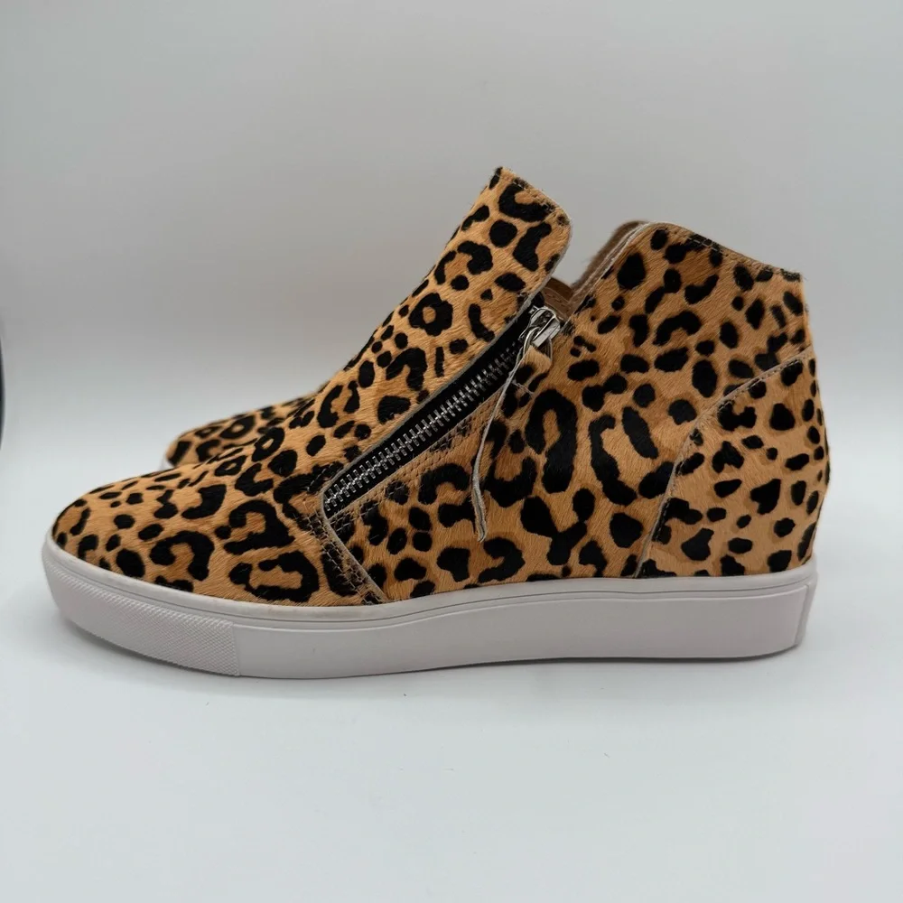 Steve MaddenWomen's Caliber Wedge Sneakers Leopard Print High-Top Sneakers SZ 10 - Picture 3 of 16